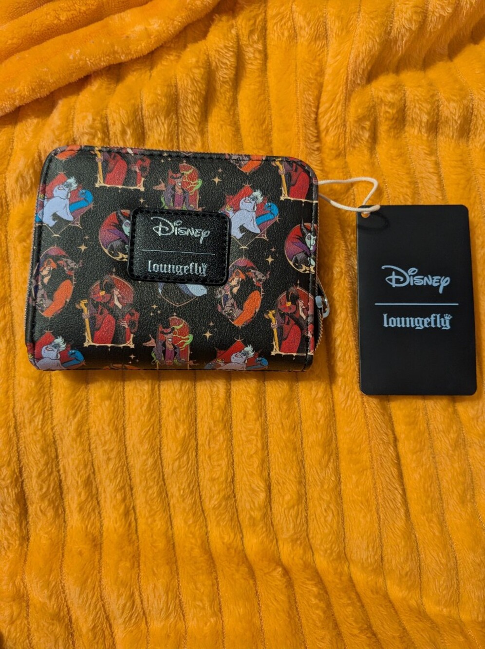 Loungefly Black Disney Villains Compact Wallet with Colorful Character Print